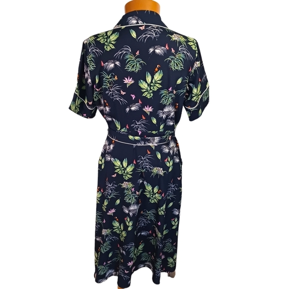 Size Small Rachel Roy Forest Wrap Dress Floral Botanical Blue Green Botanical - Picture 2 of 13